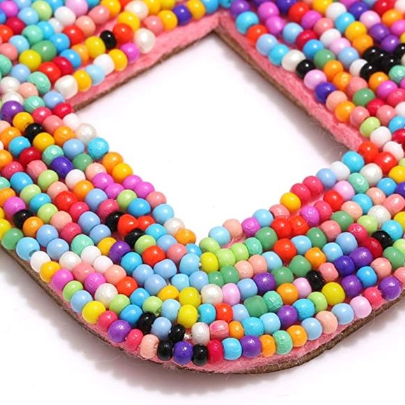 Oversized Multicolored Beads Dangle Post Earrings New Colorful Bohemian - Picture 5 of 6